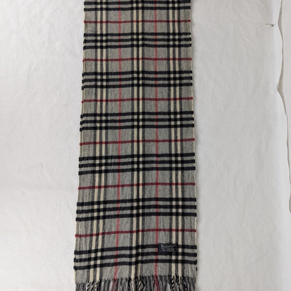 Burberry Designer Lambswool Scarf Gray | Unisex Check Pattern | Hot Deal - Picture 5 of 7